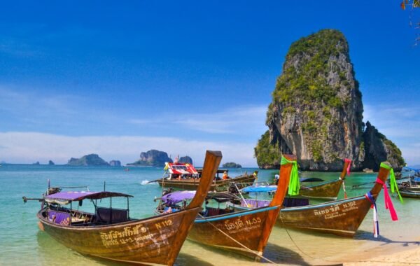 Couple on romantic beach getaway in Thailand